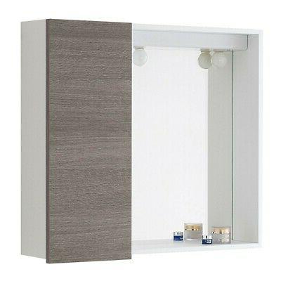 specchiera bagno contenitore 1 anta rovere grigio