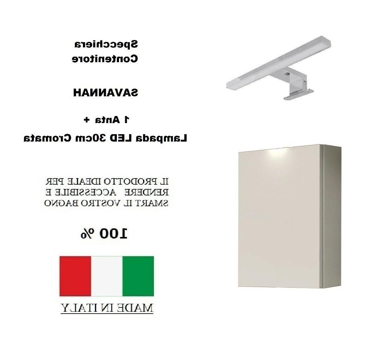specchiera contenitore savannah specchio bagno silver lampad