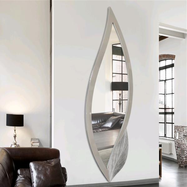 specchiera petalo laccata tortora e foglia argento