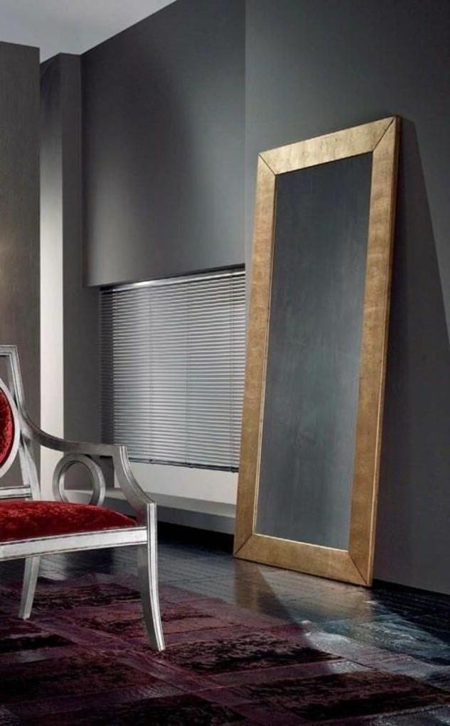 specchiera rettangolare moderna con cornice foglia oro