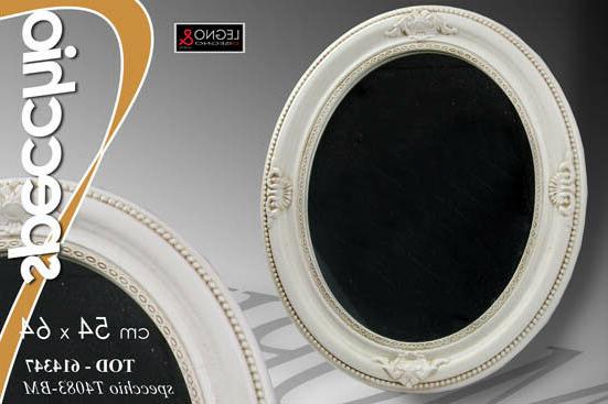 specchiera specchio 65 54 ovale panna bianco