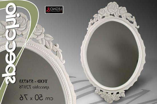 specchiera specchio 76 50 ovale bianco leno