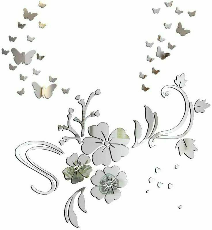 specchio adesivo da parete fiore 30pz farfalle
