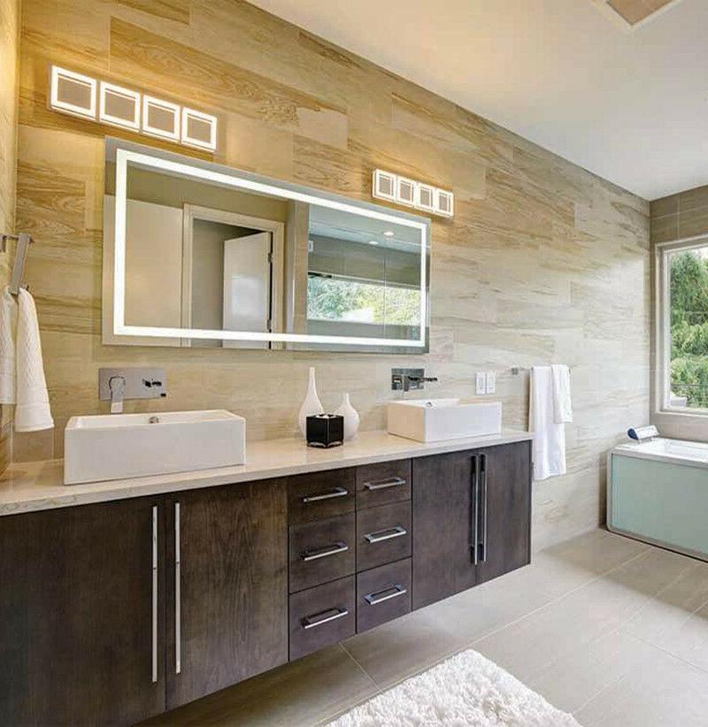 specchio bagno led da trucco striscia satinata