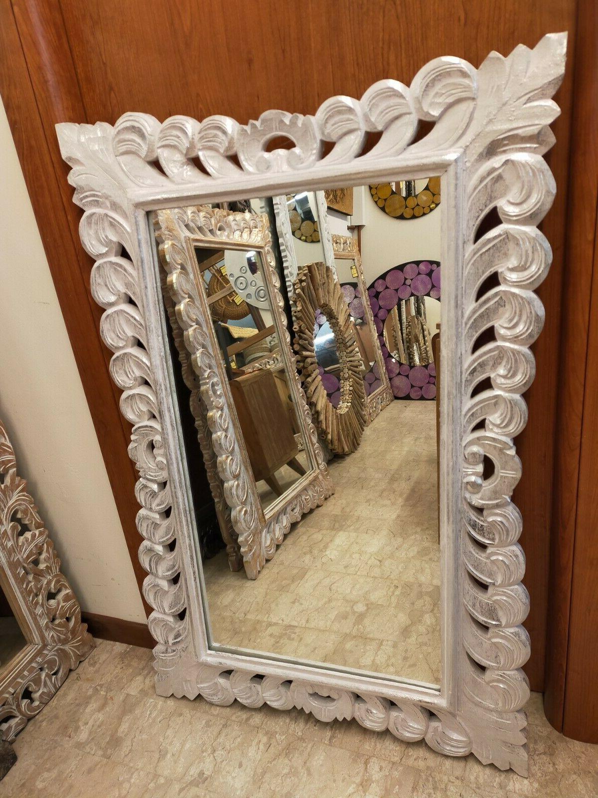 specchio barocco argento cornice intagliata a mano