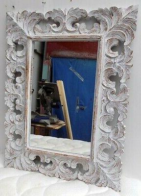 specchio barocco in legno intarsiato cm 80x60