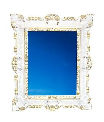 specchio bianco e oro cornice rettangolare barocco