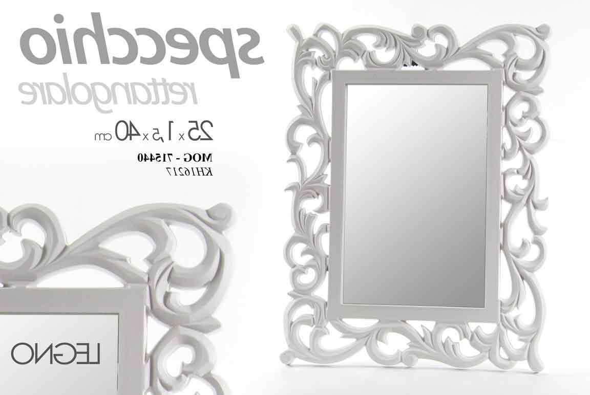specchio bianco leno rettanolare 40x25x1 5cm cornice