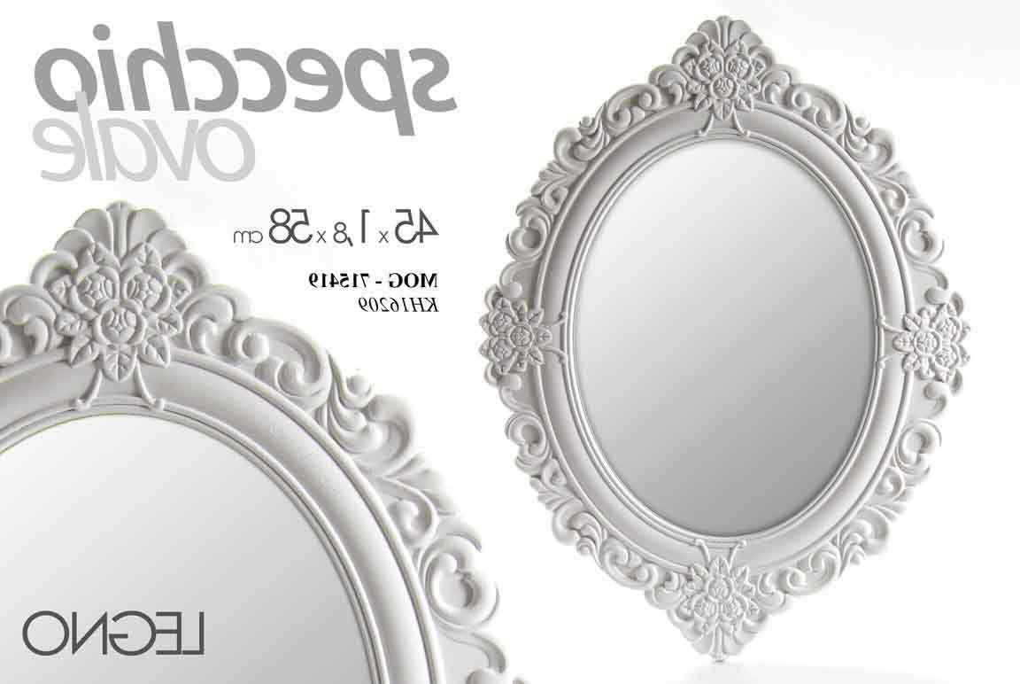 specchio bianco ovale legno 58 45 cm