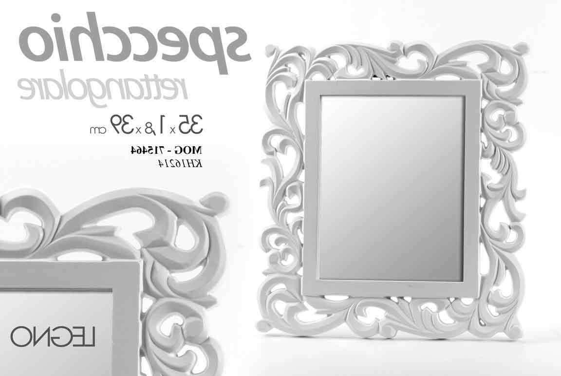 specchio bianco rettanglare 39 35cm con cornice