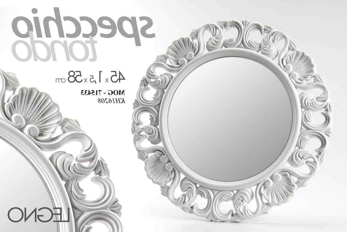 specchio bianco tondo a muro leno 48x48x2cm