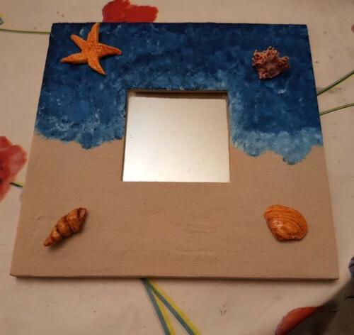 specchio con cornice dipinta a mano mare