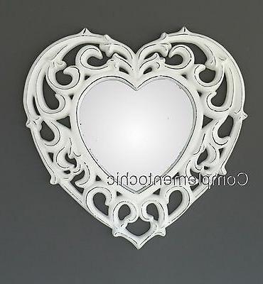 specchio cuore specchiera bianco shabby chic da