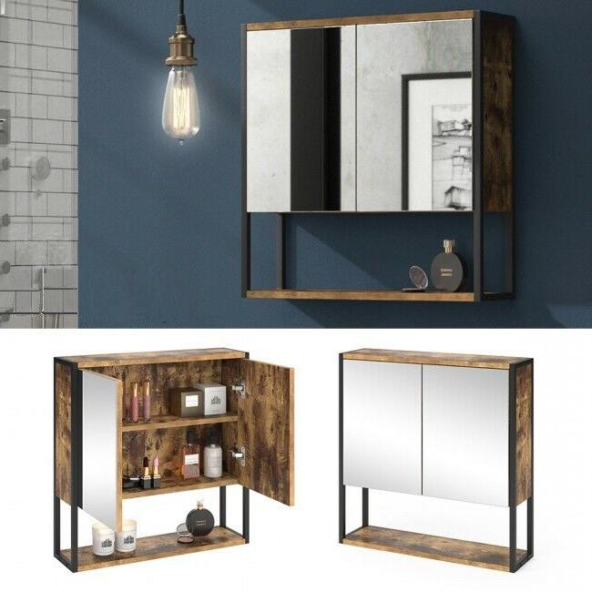 specchio da bagno design industriale con mensola