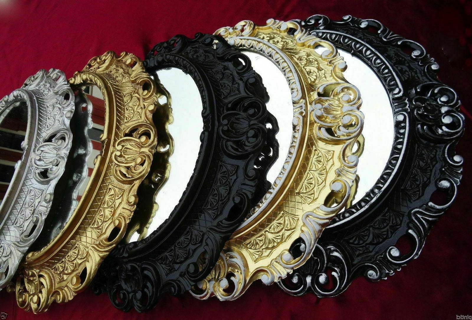 specchio da parete argento oro ovale 45x38