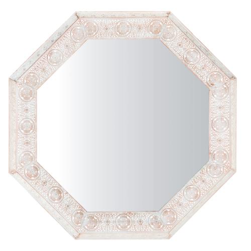 specchio da parete bianco e color rame