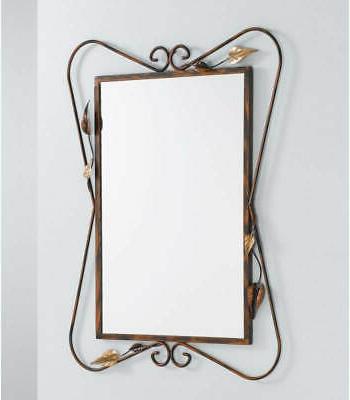 specchio da parete con foglie in ferro