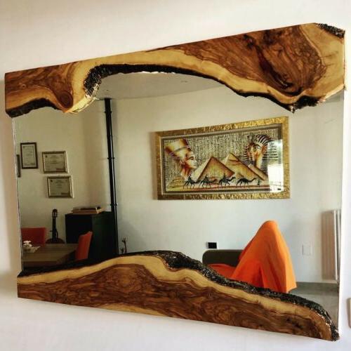 specchio da parete cornice in ulivo