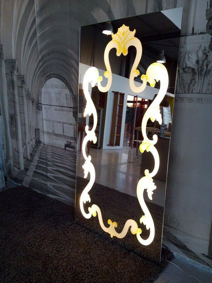 specchio da parete illuminato decorato 200x100cm artigianale