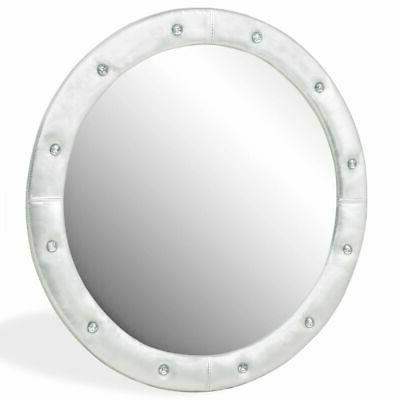 specchio da parete in pelle sintetica rotondo