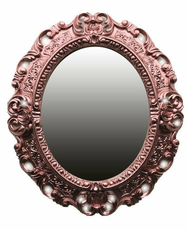specchio da parete rosa rame ovale 45x38