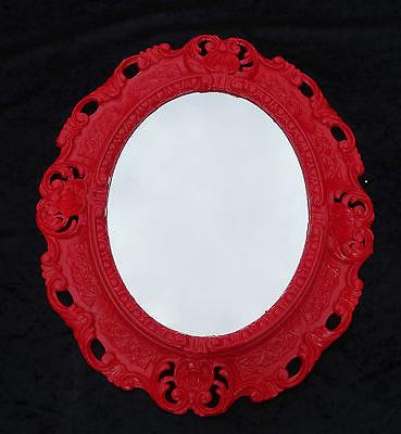 specchio da parete rosso ovale 45 x