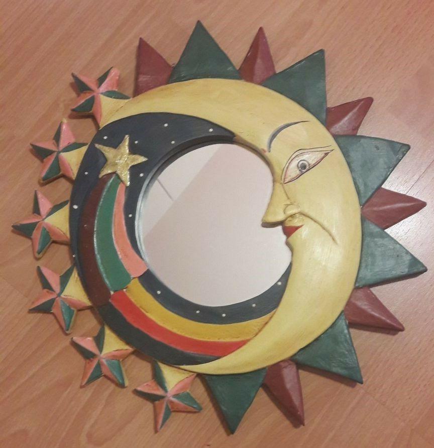 specchio etnico sole luna stelle etnico decorato