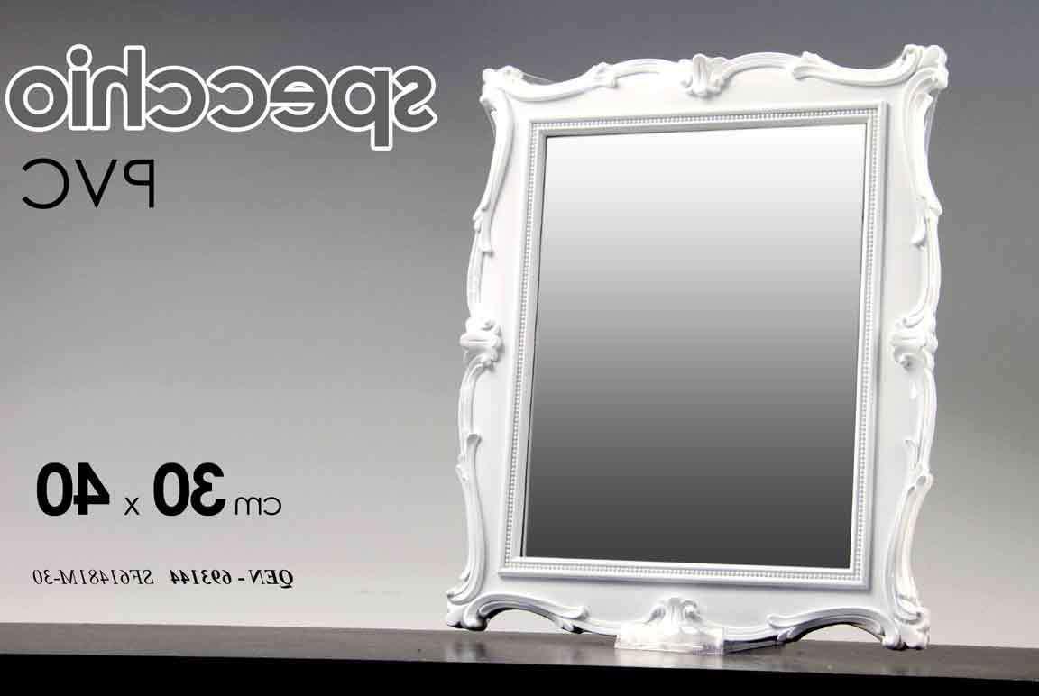 specchio h40 30 cm resina bianco cornice