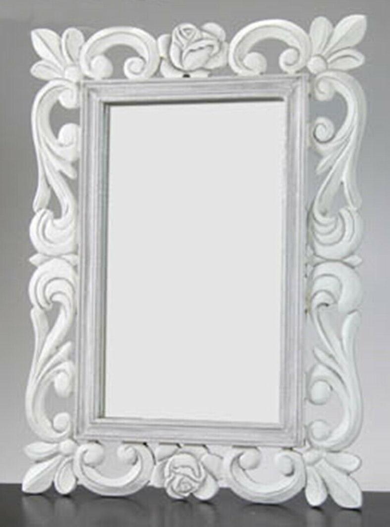 specchio h55 40 cm rettangolare bianco legno