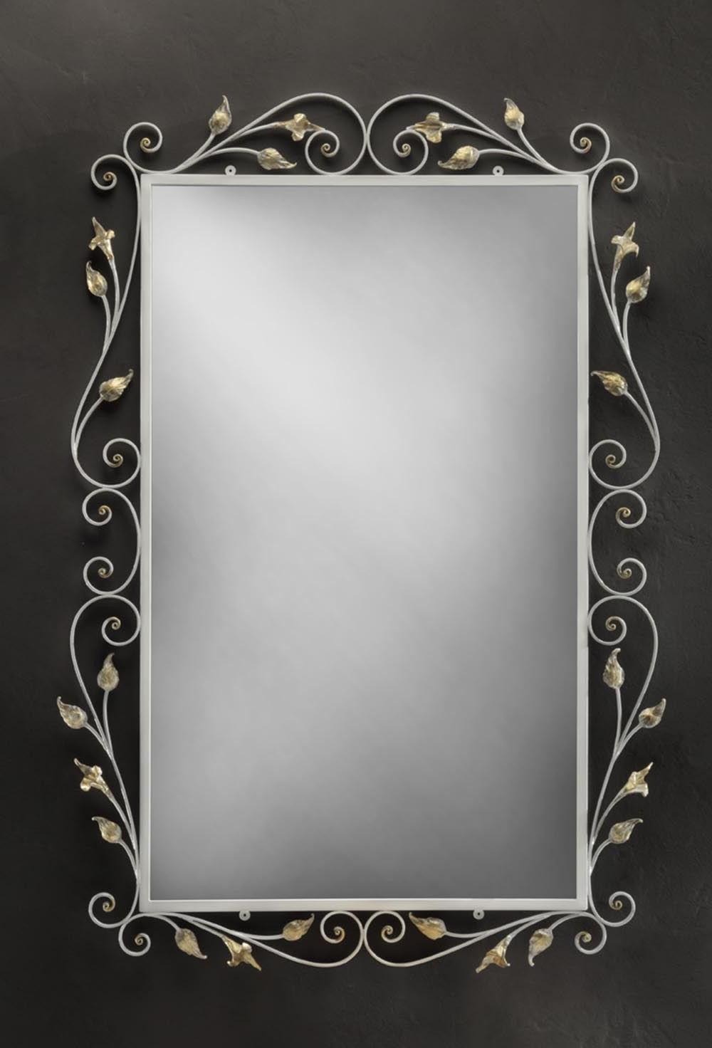 specchio in ferro battuto classico bianco oro