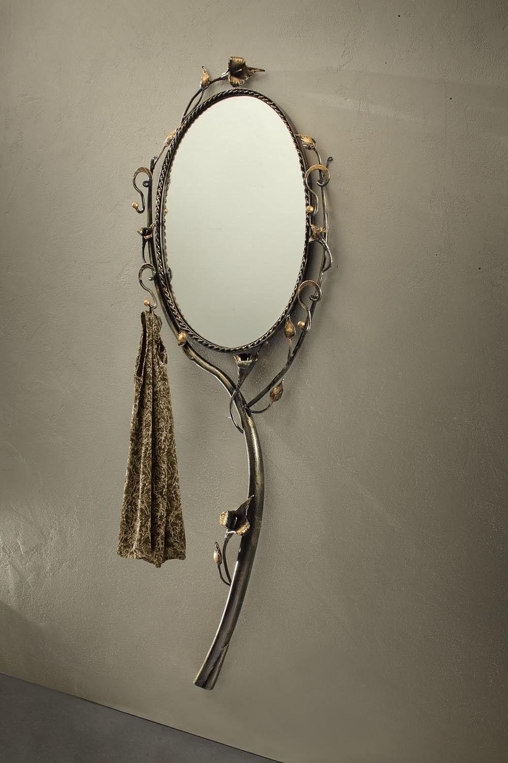 specchio in ferro battuto classico marrone oro