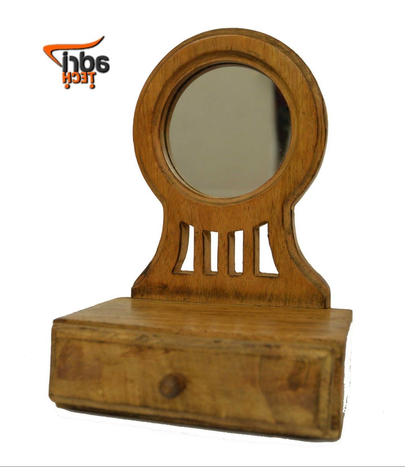 specchio in legno portaoggetti stile vintage rustico