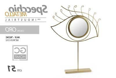 specchio in metallo colore oro da tavolo