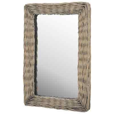 specchio in vimini rattan marrone vintage manuale