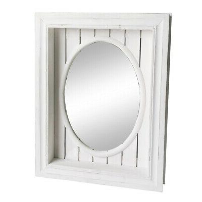 specchio muro southampton bianco shabby chic legno