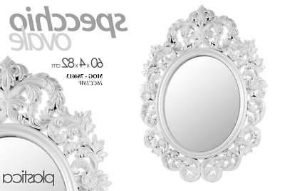 specchio ovale cornice in plastica bianca 60