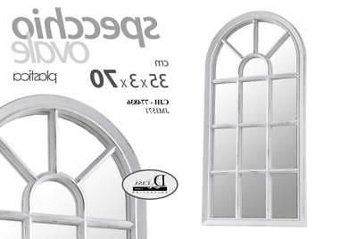 specchio ovale in plastica bianco anticato 35