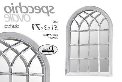 specchio ovale in plastica bianco anticato 51