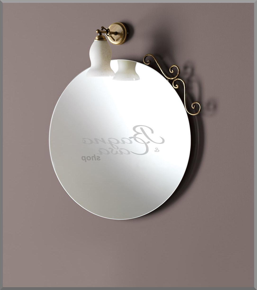 specchio parete tondo ornamento vintage classico bagno