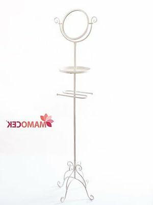 specchio porta asciugamani a terra metallo bianco