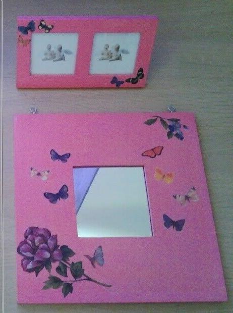 specchio portafoto fatto a mano decoupage handmade