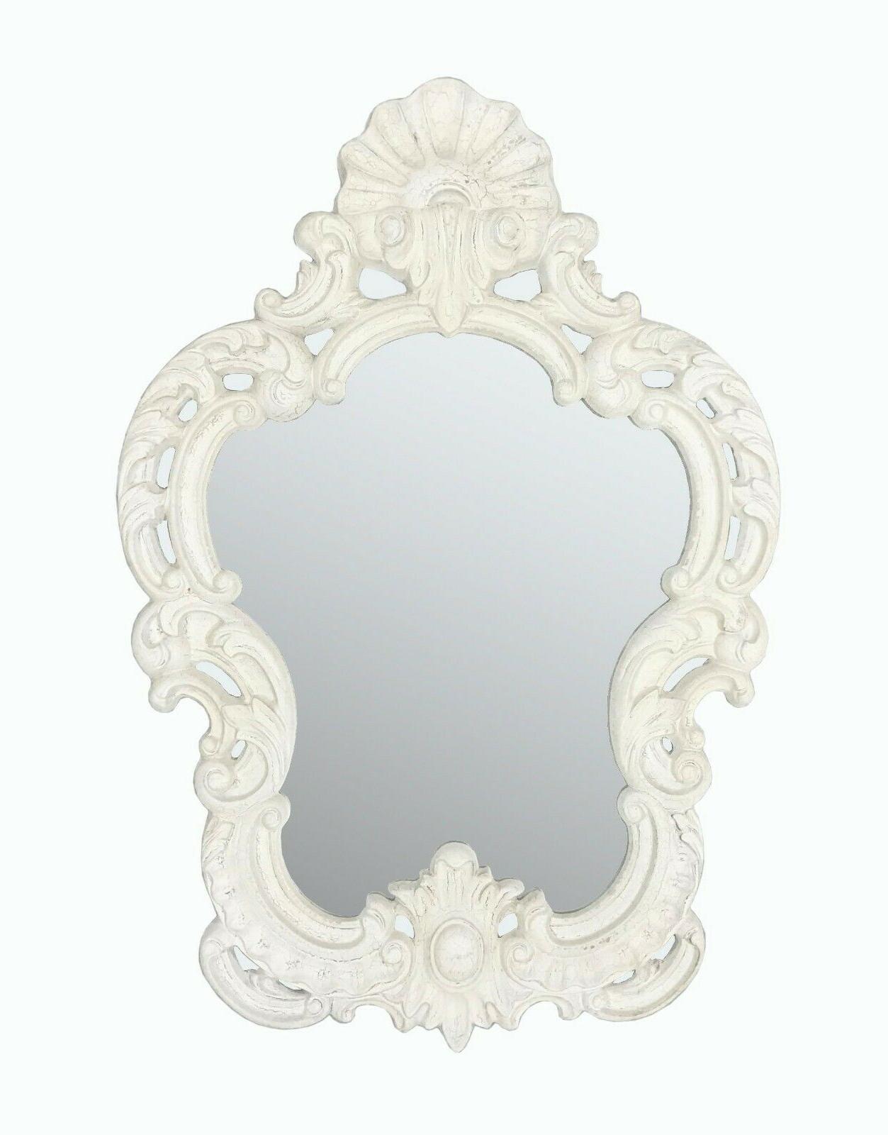 specchio shabby chic bianco in resina barocco