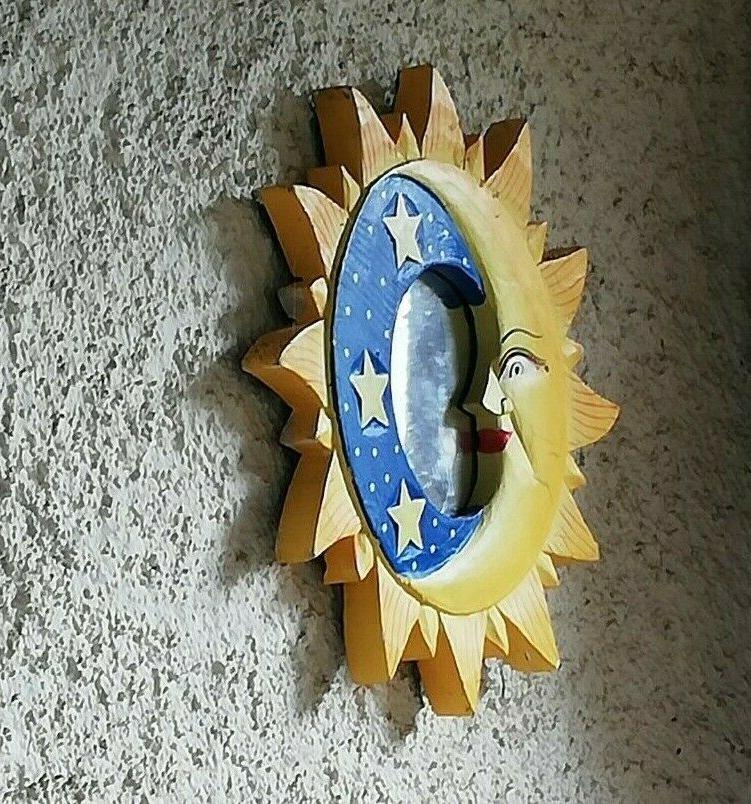specchio sole e luna in legno colorato