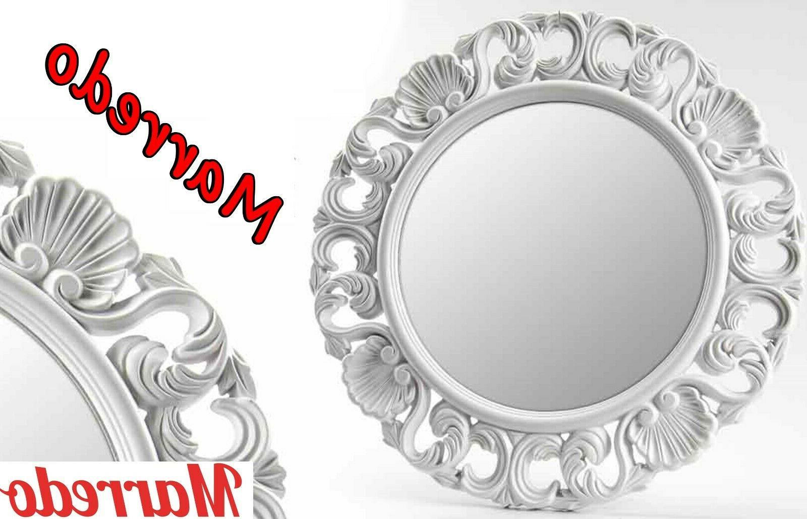 specchio tondo bianco legno 48 48 cm