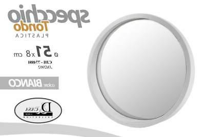 specchio tondo in plastica bianco da parete