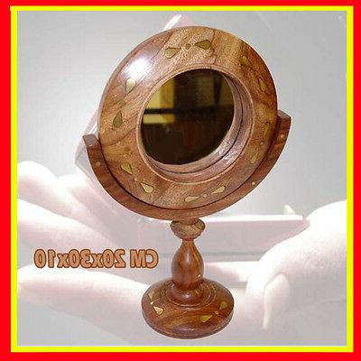 specchio trucco in legno basculante rotondo cm