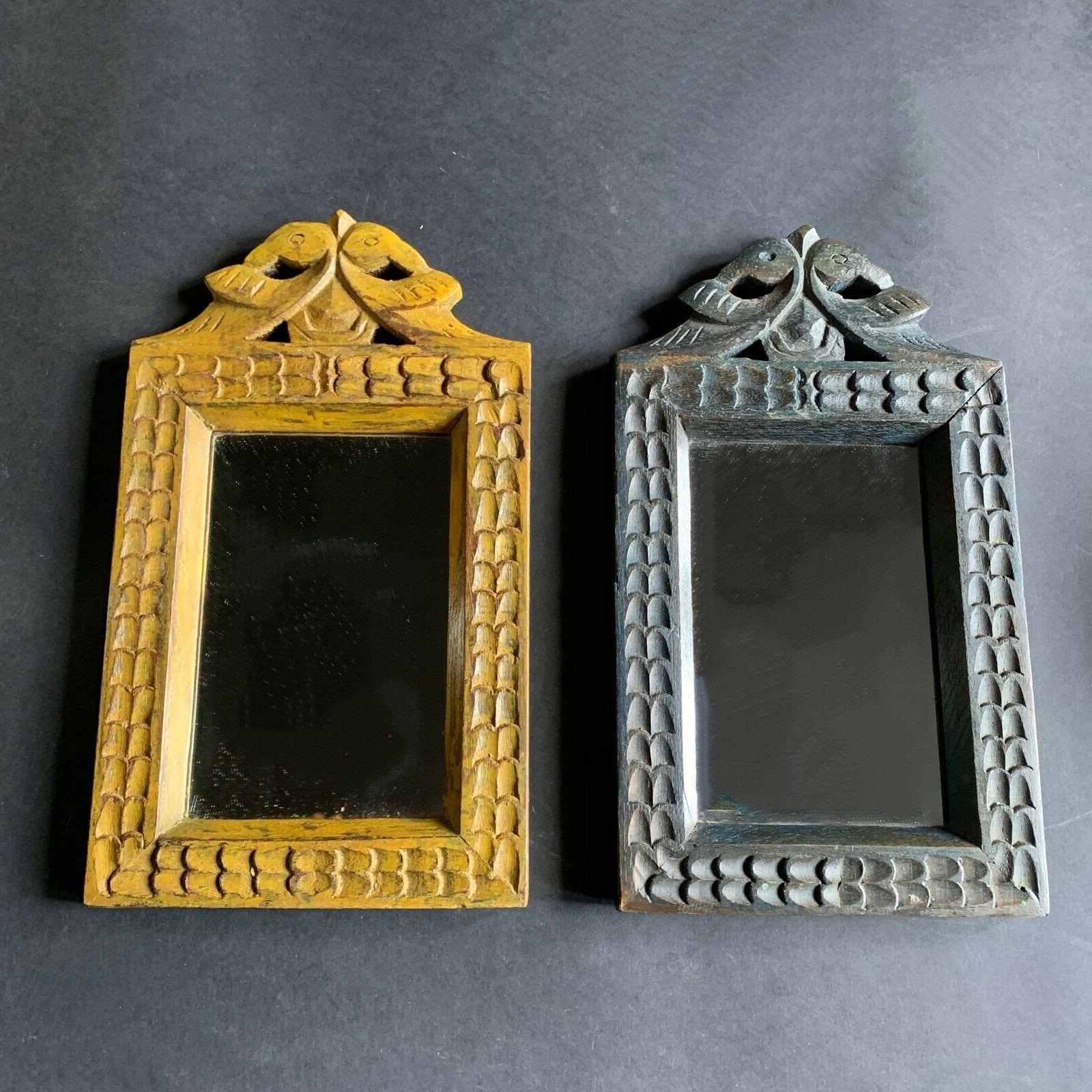 vintage indiano tempio specchio legno scolpito ornato