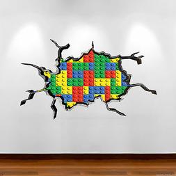 Lego Mattoni 3D Colorato Adesivo da Parete Arte Muraria Came