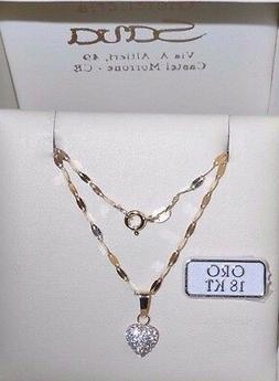 Ata E Ciondolo Cuore In Oro Giallo 750 18 Kt New