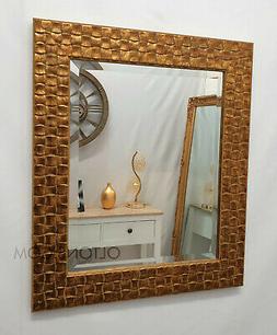oro mosaico specchio da parete legno solido